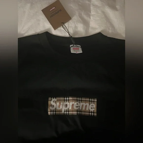 Supreme x burberry box logo tee black small new